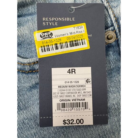 NWT Universal Threads size 4 women’s mid rise slim button fly jeans - Picture 4 of 6